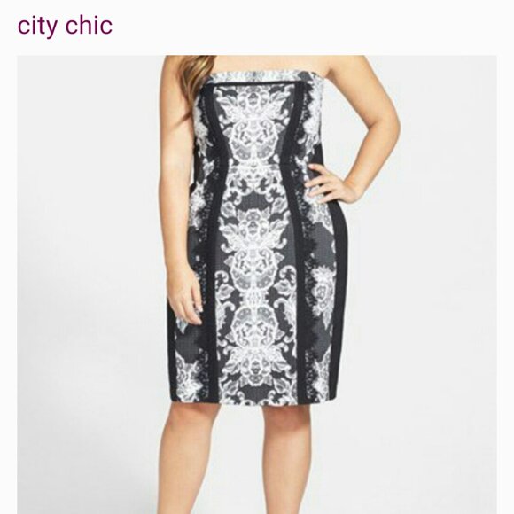 City Chic Lace Affair Strapless Dress. New Without Tags - Picture 1 of 6
